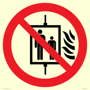 P020 Prohibition: Do not use lift in the event of fire